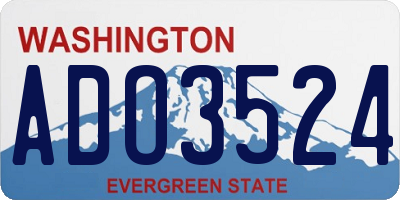 WA license plate ADO3524
