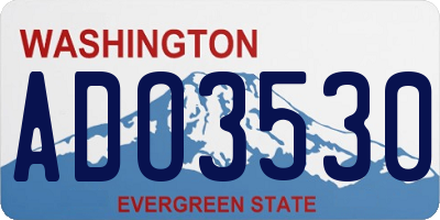 WA license plate ADO3530