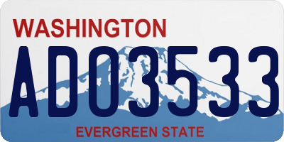 WA license plate ADO3533