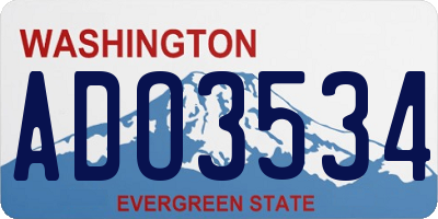 WA license plate ADO3534