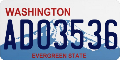 WA license plate ADO3536