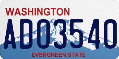 WA license plate ADO3540