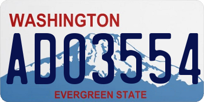 WA license plate ADO3554