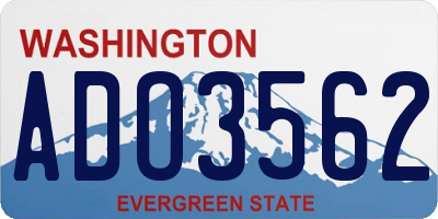 WA license plate ADO3562