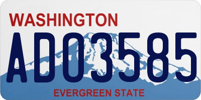 WA license plate ADO3585