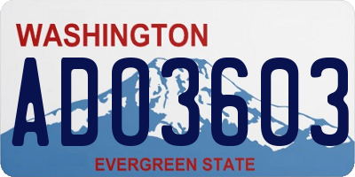 WA license plate ADO3603