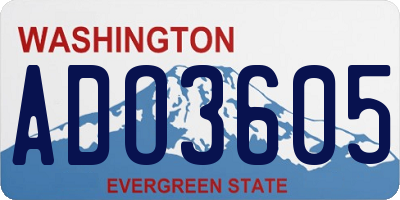 WA license plate ADO3605