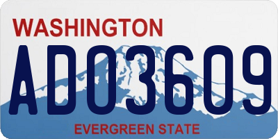 WA license plate ADO3609