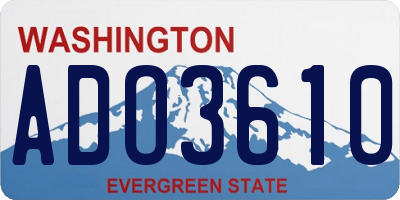 WA license plate ADO3610