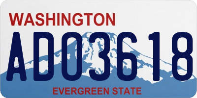 WA license plate ADO3618
