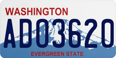 WA license plate ADO3620