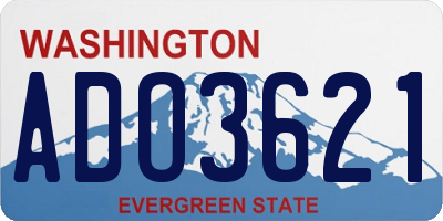 WA license plate ADO3621