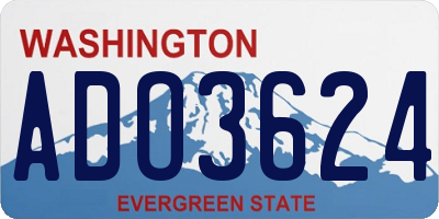 WA license plate ADO3624