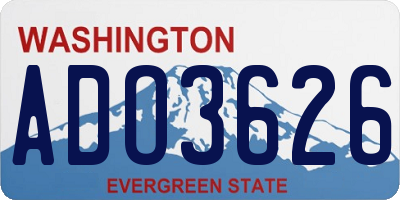 WA license plate ADO3626