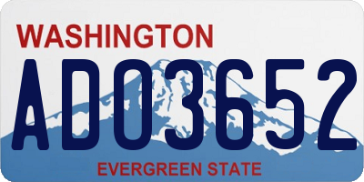 WA license plate ADO3652