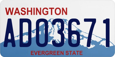 WA license plate ADO3671