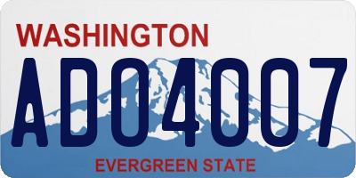 WA license plate ADO4007