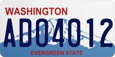 WA license plate ADO4012