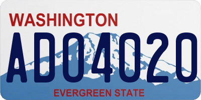 WA license plate ADO4020