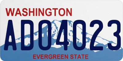 WA license plate ADO4023