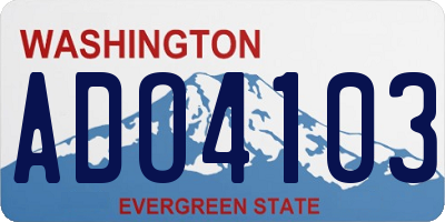 WA license plate ADO4103