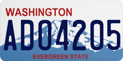 WA license plate ADO4205