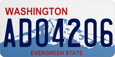 WA license plate ADO4206
