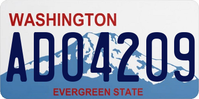 WA license plate ADO4209