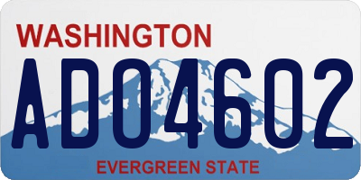 WA license plate ADO4602