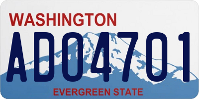 WA license plate ADO4701