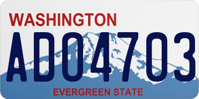 WA license plate ADO4703