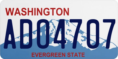 WA license plate ADO4707