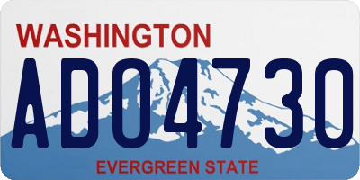 WA license plate ADO4730