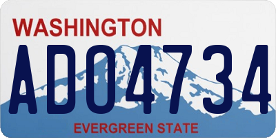 WA license plate ADO4734