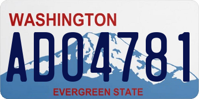 WA license plate ADO4781