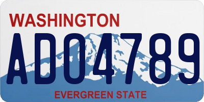 WA license plate ADO4789