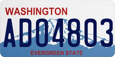 WA license plate ADO4803