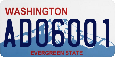 WA license plate ADO6001