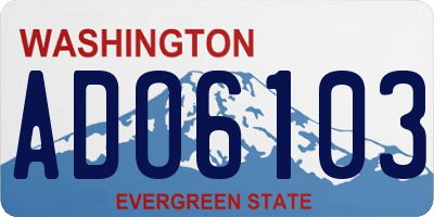 WA license plate ADO6103