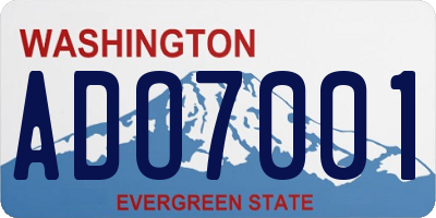 WA license plate ADO7001