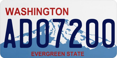 WA license plate ADO7200
