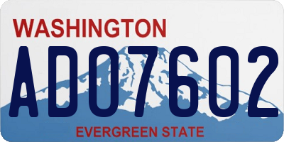 WA license plate ADO7602