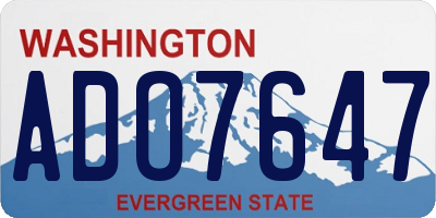 WA license plate ADO7647