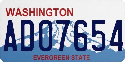 WA license plate ADO7654
