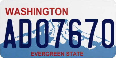 WA license plate ADO7670