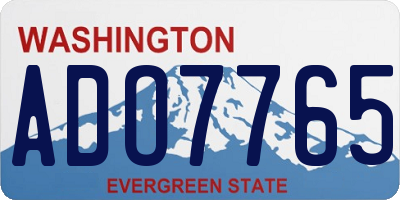 WA license plate ADO7765