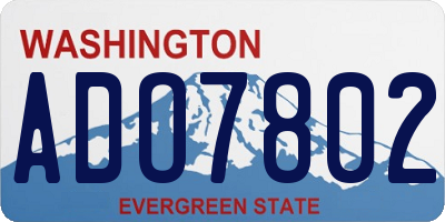 WA license plate ADO7802