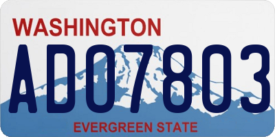 WA license plate ADO7803