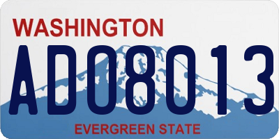 WA license plate ADO8013