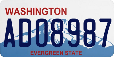 WA license plate ADO8987